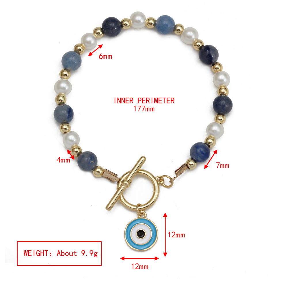 Simple Style Devilu0027S Eye Copper Beaded Plating Inlay Zircon Bracelets 1 Piece