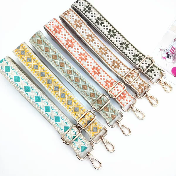 Women's Bag Strap Replacement Shoulder Strap Ethnic Style Embroidery Strap Foreign Trade Bag Strap Accessories Jacquard Ribbon Long Belt Lanyard