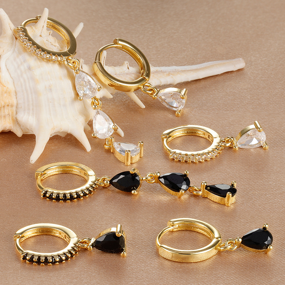 10g Weight Copper Ear Needle Material Zircon Inlay Material Earrings Classification 3 Pieces Set Quantity Daily, Street Occasion Copper Material Water Droplets Pattern Women's Gender Inlay Design Shiny, IG Style Style 3 Pieces Set IG Style Shiny Water Droplets Inlay Copper Zircon Earrings 4
