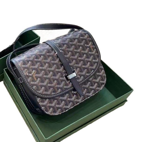 Goyard Classic Messenger Bag, Lychee Pattern Cowhide Saddle Bag, Single Shoulder Crossbody Printed Women's Bag, New Model Goyard Classic Messenger Bag, Lychee Pattern Cowhide Saddle Bag, Single Shoulder Crossbody Printed Women's Bag, New Model