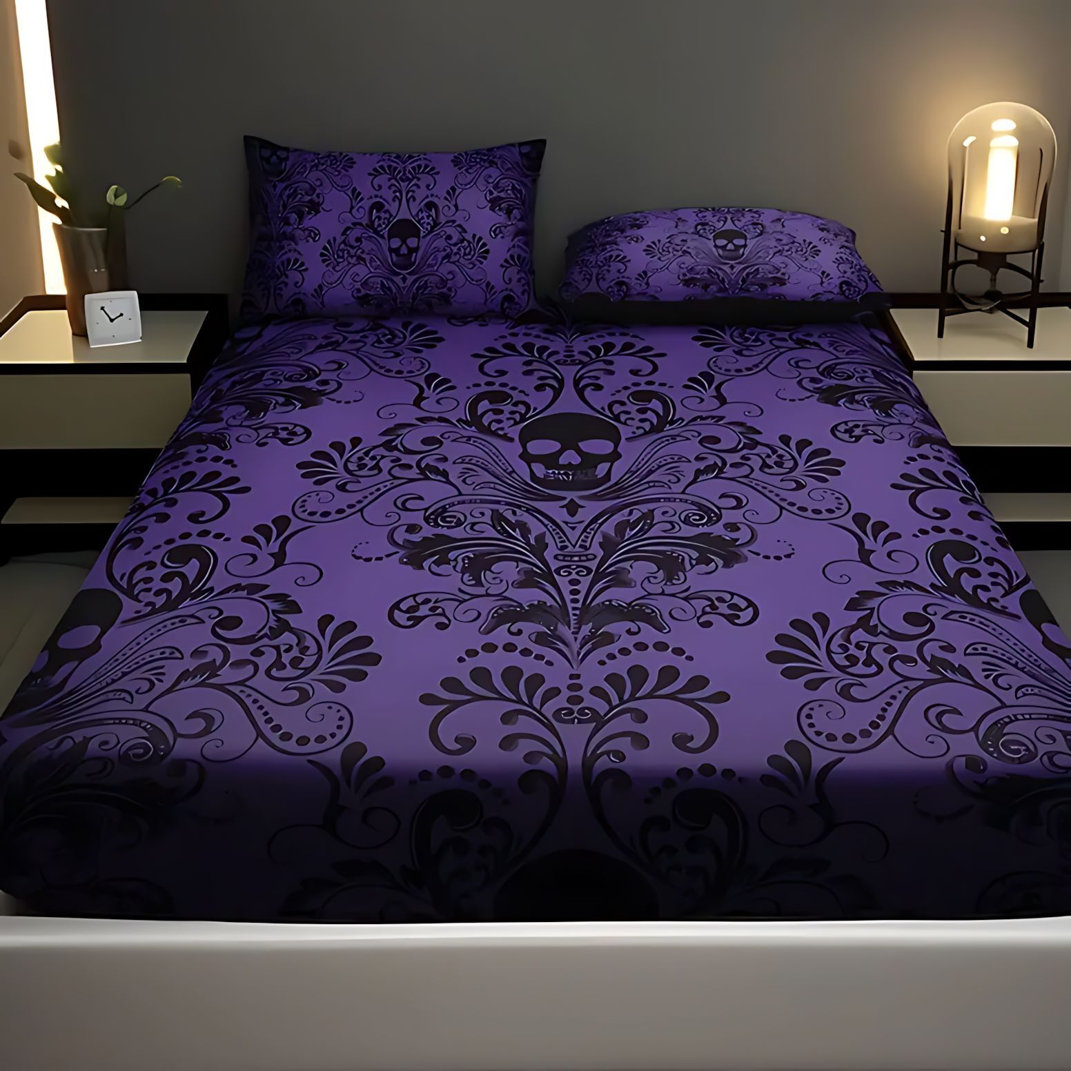 TEMU / JIT esqueleto de patrón de impresión digital blando cama sombrero conjunto fuente fabricante textil transfronterizo Amazon