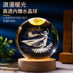 Cross-border creative crystal ball wholesale Valentine's Day gifts, ornaments, handicrafts, luminous night lights, birthday gifts for girls