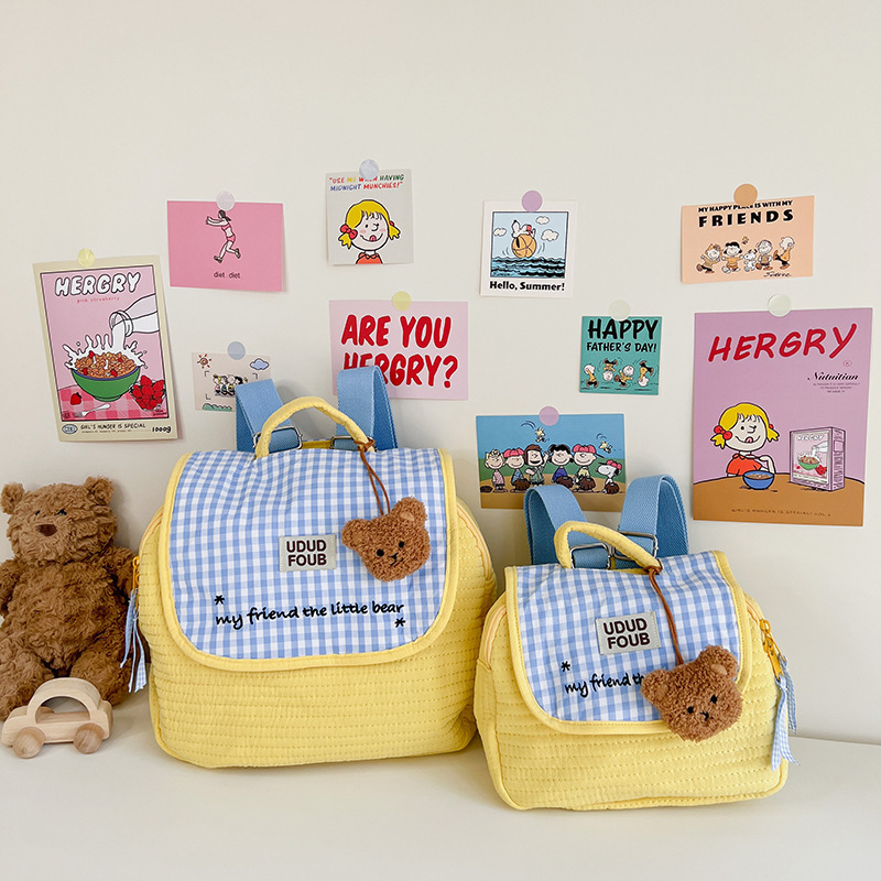 Alphabet children's backpack Korean cute bear zipper school bag small backpack boys and girls parent-child mommy bag
