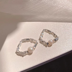 碎銀珍珠戒指女輕奢高級感冷淡風小眾簡約百搭食指戒輕奢指環