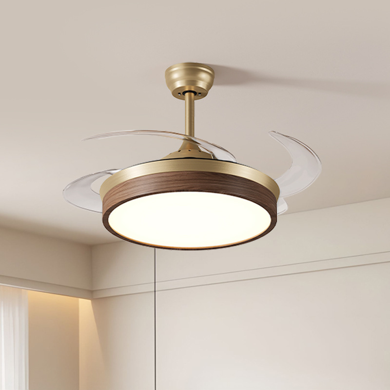 Ventilador invisible lámpara de comedor 2026 nuevo estilo medieval color nuez dormitorio ventilador de techo lámpara 712L image 2