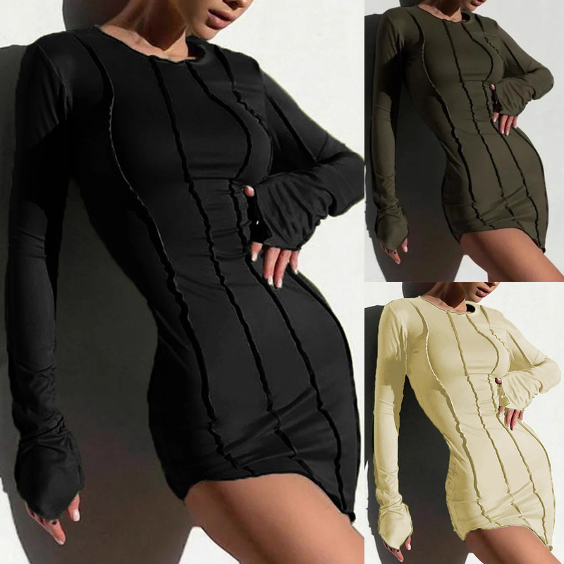 2025 Autumn and Winter New European and American Ladies Slim Mini Dress Ladies Party Club Fashion Dress