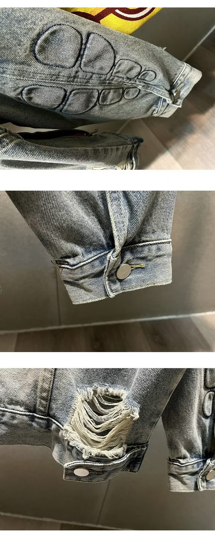 Men's Clothing Spring and Autumn New Slim Fit Ripped Denim Jacket Non Stretch Denim Jacket Top Lapel Jacket Retro Denim Clothes_voghion.com