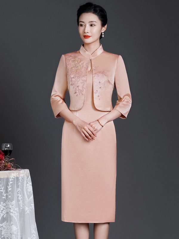 603#新款年轻妈妈装两件套妈妈衣服高级感婚礼喜婆婆妈妈装婚宴礼|undefined