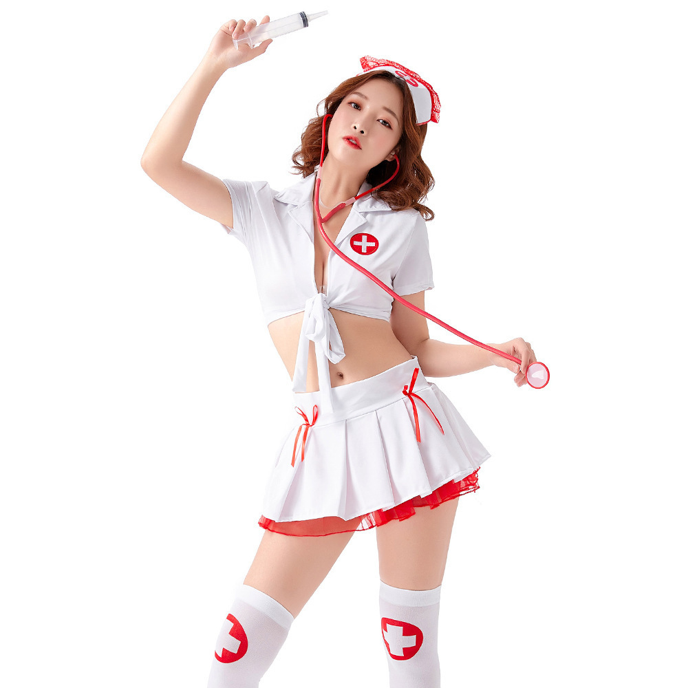 Sexy Suit Uniform Temptation Nurse Role-Playing Game Uniform Export Export Split Pleated Skirt Nurse Uniform