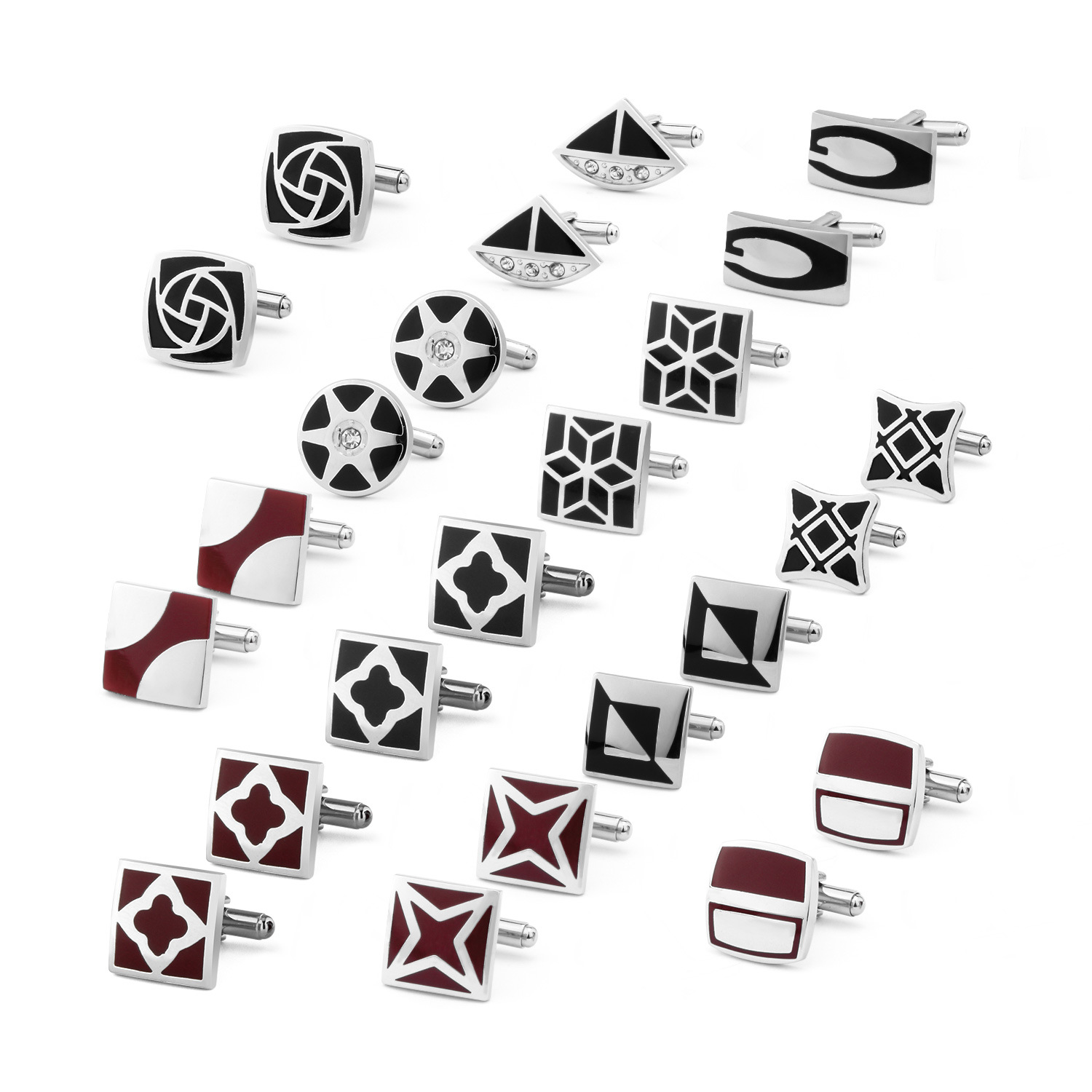 Dai Li European and American Men's Casual Cufflinks Set Fashion Enamel Sleeves Black Distinctive Diamond Cuff French Cufflinks