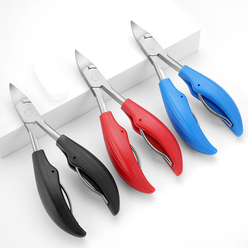 Qiangren 618 wholesale large stainless steel nail clippers nail scissors with foil nail clippers manicure nail groove scissors keychain