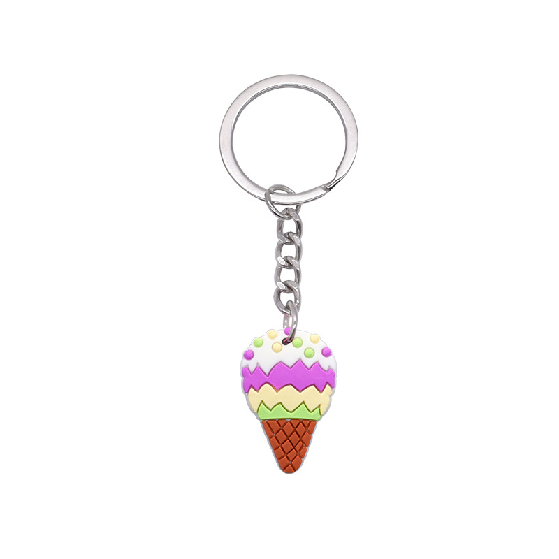 Llavero de PVC con simulación de frutas, colgante de metal de goma suave, decoración de pasteles y dulces, regalo para niñas, venta al por mayor