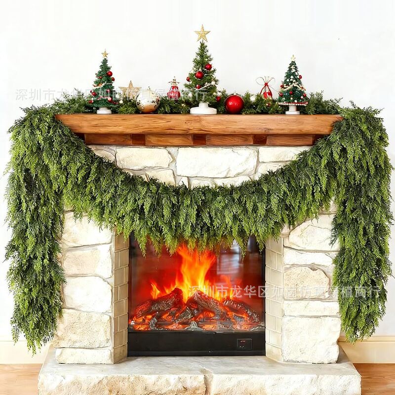 Cross-Border Artificial Cedar Vines, Simulated Pine Needles, Cypress Leaves, Fireplace Home Decoration, Norfolk Pine Christmas Garland Cross-Border Artificial Cedar Vines, Simulated Pine Needles, Cypress Leaves, Fireplace Home Decoration, Norfolk Pine Christmas Garland