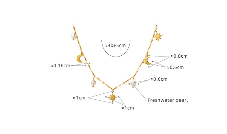 Fashion Star Moon Titanium Steel Necklace Luminous Pearl Stainless Steel Necklaces 1 Piece