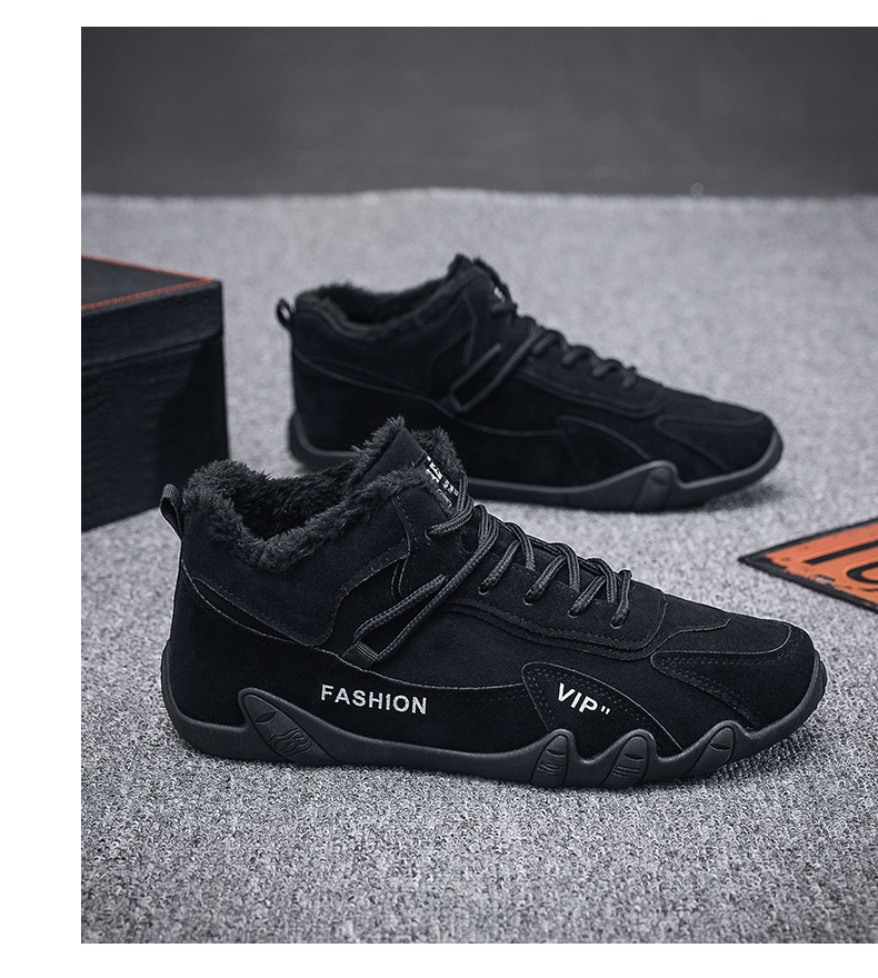 Five Finger Cotton Shoes Winter Velvet Anti Slip Men S Mid Cut Youth Casual Warm Boots Trendy Short_voghion.com