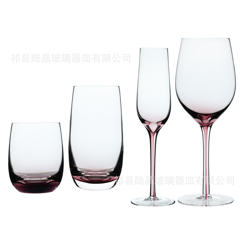 Colorido creativo interior de seda champán cristal rojo vino vidrio soplado artificial vino Copa traje