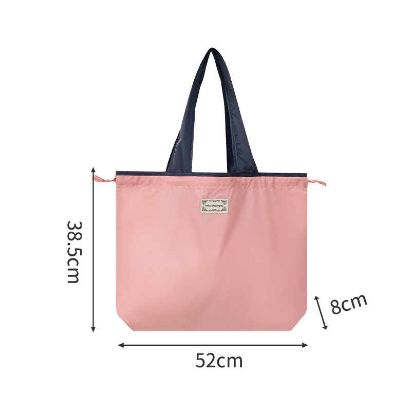 Runhui nueva bolsa de compras plegable de color en contraste bolsa de compras de supermercado bolso de hombro para mujer de gran capacidad bolso de compras