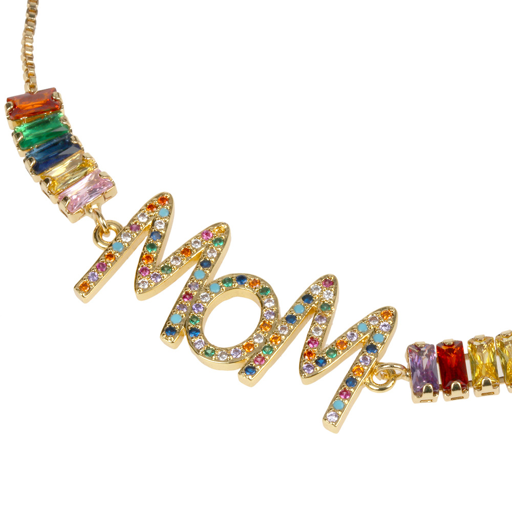 Motheru0027s day jewelry simple copper inlaid color zirconium letter multi-layered bracelet
