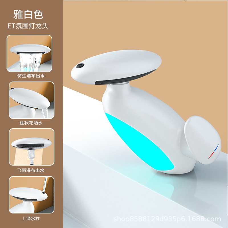 Baño lavabo grifo frío y caliente doble uso pingüino gabinete de baño de dibujo lavabo mesa de lavabo antifalentador boca
