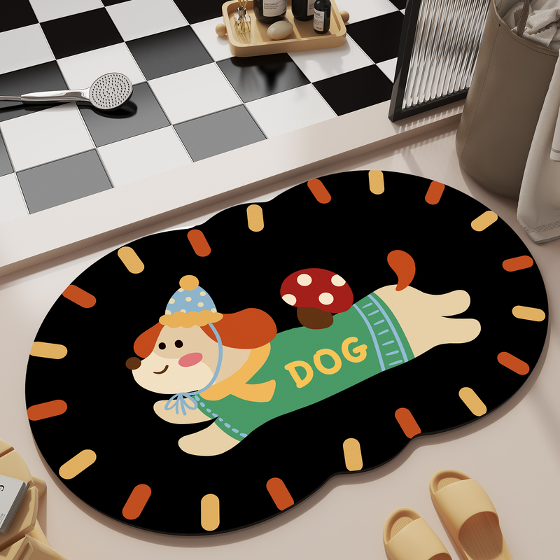 Cartoon Bathroom Floor Mat Diatom Mud Water-Absorbent Quick-Drying Mat Bathroom Toilet Non-Slip Foot Mat No-Wash Carpet Door Mat