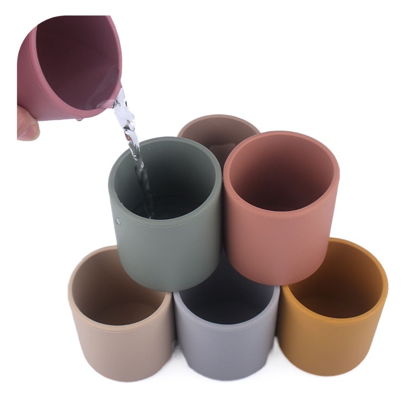 Transfronterizo nueva taza de bebida directa de silicona resistente a gotas sin mango Morandi taza de silicona de color Morandi taza de alimentación para bebés