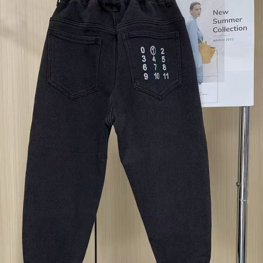 Nuevos niños con pantalones vaqueros cálidos de terciopelo, pantalones negros gruesos para niños, pantalones casuales de terciopelo