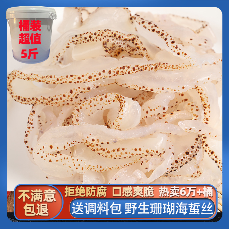 海蜇丝即食凉拌非干货旗舰店下酒菜盐渍素海蜇皮整箱海哲丝五斤装