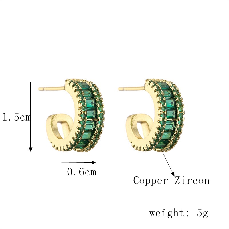 Fashion Geometric Copper Artificial Gemstones Earrings 1 Pair
