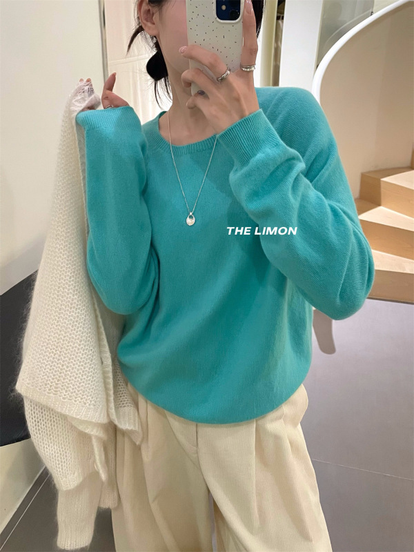 THE LIMON柠檬绿茶2025冬季韩系氛围感软糯针织衫女宽松上衣毛衣|undefined