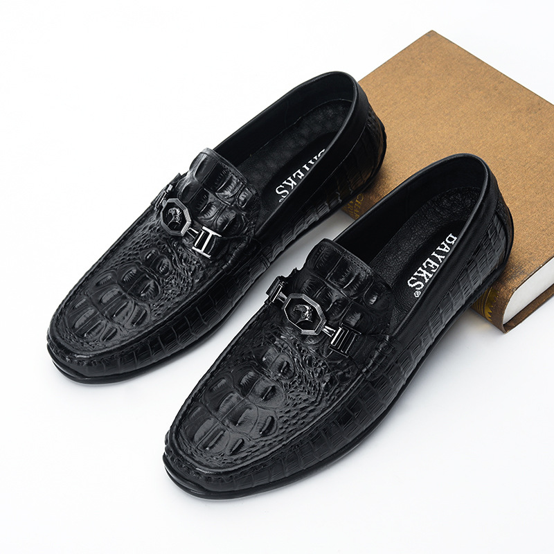 2023 neue echte Herren-Lederschuhe in Kaffeefarbe mit flacher Sohle und geprägtem Ärmel für bequeme und lässige Leggings_voghion.com