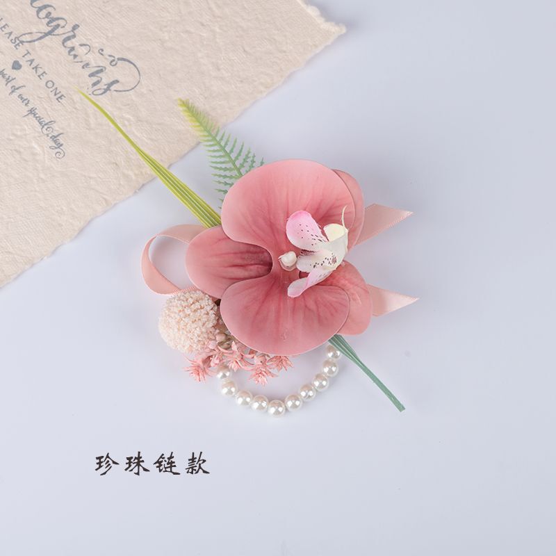 新款森系仿真蝴蝶兰胸花结婚新郎新娘襟花婚礼伴娘手腕花清新胸针|undefined