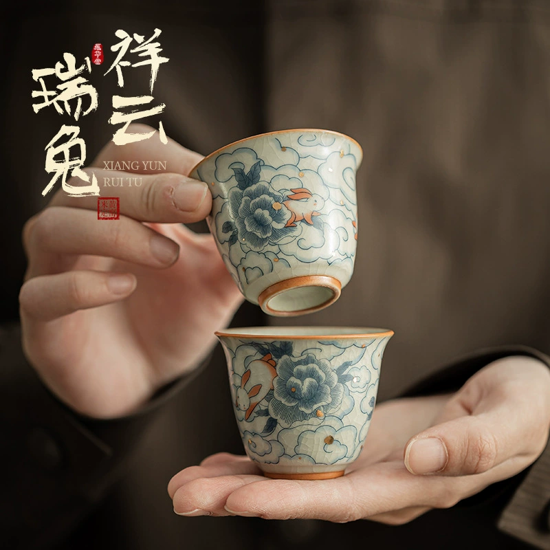 Имитация Song Ruyao Xiangyunrui кролик чайная чашка хозяина чашка дегустации чашка может поднять домашний чайный сервиз керамический чайный чашка