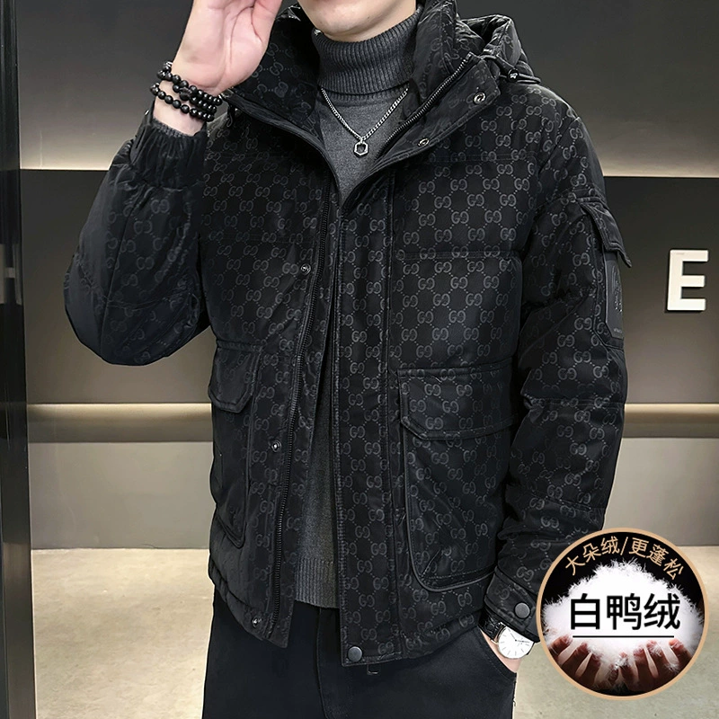 Внешняя торговля мужская зимняя новая капюшон с принтом толстые буквы с длинными рукавами пуховик мужской теплый пуховик