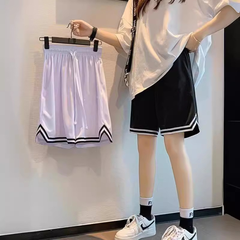 College Style Basketball Shorts Women's Summer Loose Sports Casual Pants Quick-Drying Large Size Straight Five-Point Wide-Leg Casual Pants Trendy