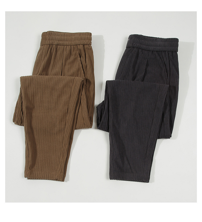 Men's Corduroy-Like Casual Pants - Straight-Leg Joggers With Twill Texture & Drawstring Waist (Khaki, Black, Dark Grey, M-XXL)_voghion.com