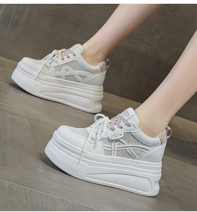 Giày sneaker nữ đế dày tăng chiều cao phong cách thể thao nhẹ — Tím 5057, Mơ 5057 chi tiết 19