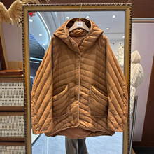 2025冬新款轻薄羽绒服女中长款时尚大码显瘦保暖白鸭绒连帽外套潮