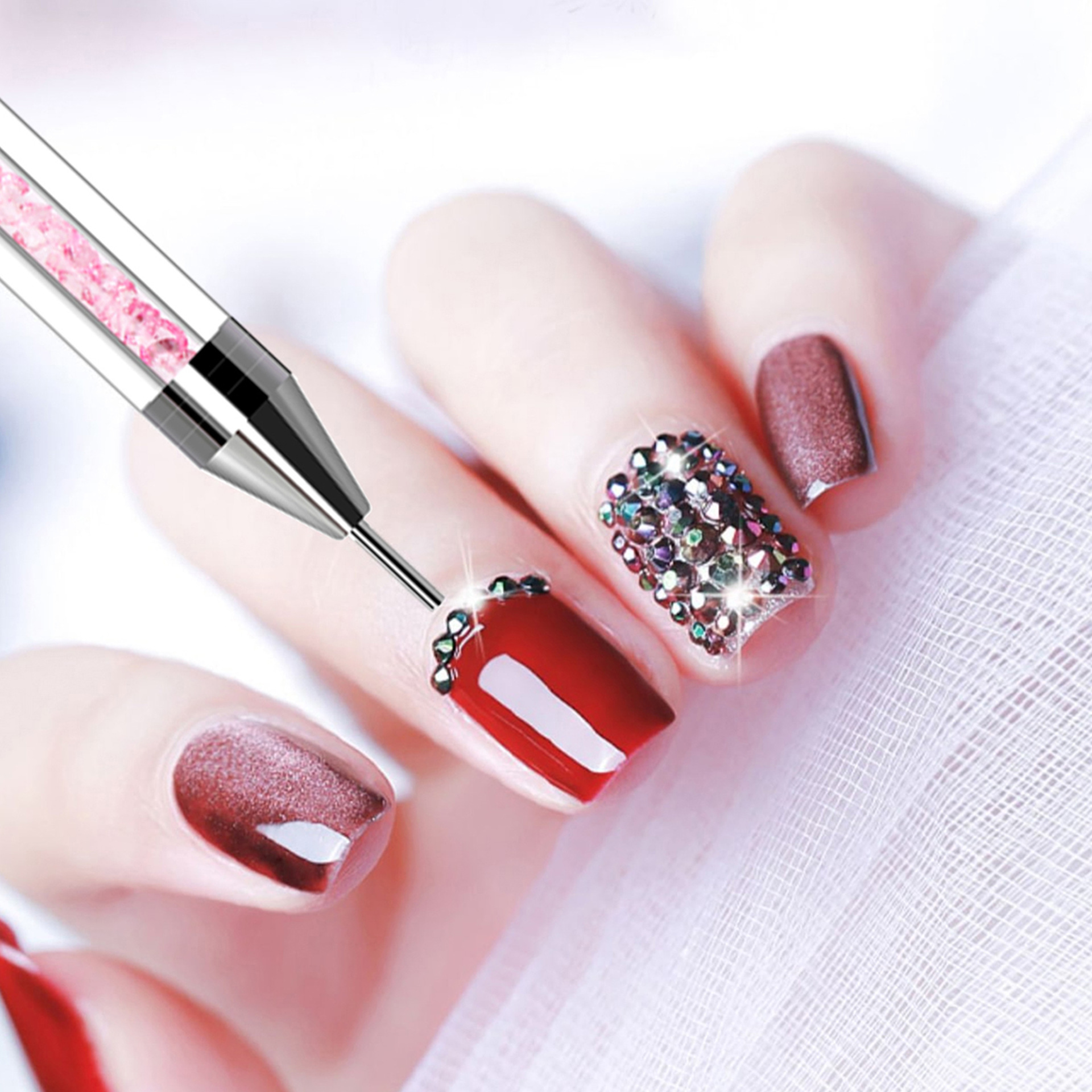 Juego de crayones de diamantes de punto de manicura transfronterizo especial, pinzas de bolígrafo de punto de doble punta, punta de cera, taladro de punto, herramienta de descarga en caja