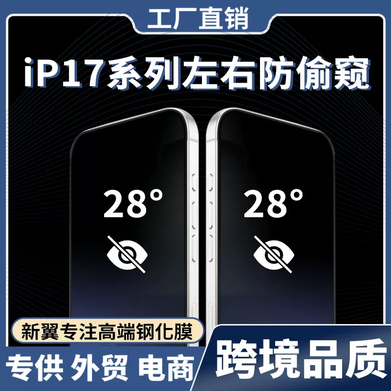 适用iphone17防窥钢化膜苹果16pro手机防偷窥17air保护膜17promax