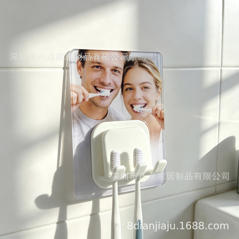 Eight-Point Home Thermal Transfer Japanese-Style Toothbrush Holder Wall-Mounted No-Drill Bathroom Cup Holder
