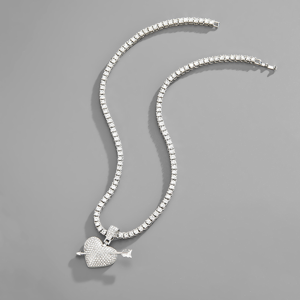 heart rhinestone cross-border fashion hip-hop bracelet necklace European and American fashion jewelr