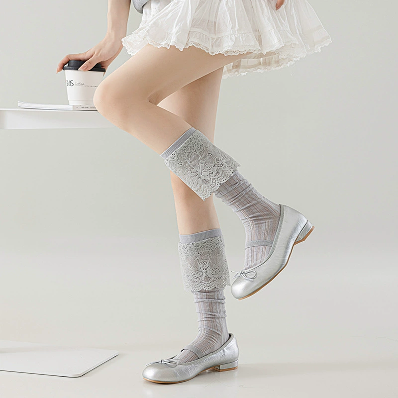 Lace summer thin white socks, high boots