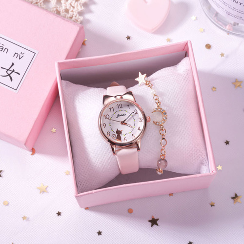 Quartz watch women's seven o'clock cat six o'clock cat love luminous needle student watch