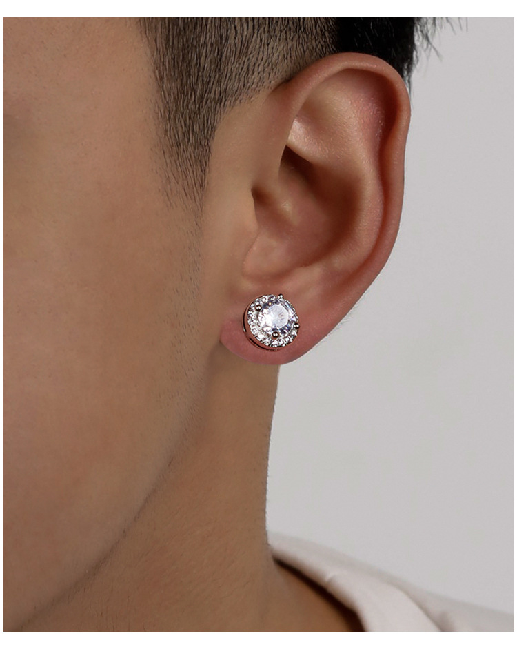 1 Pair Hip-hop Solid Color Plating Inlay Copper Artificial Diamond Ear Studs display picture 1