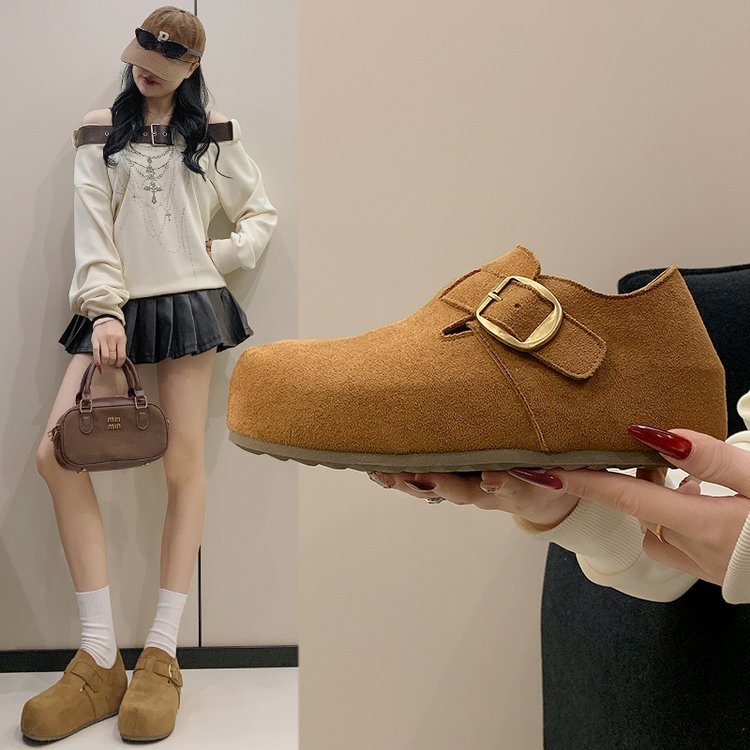 Zapatos japoneses de primavera para mujeres nuevos zapatos retro de doble botón de un solo botón para viajar con suela suave zapatos perezosos un pie ocio