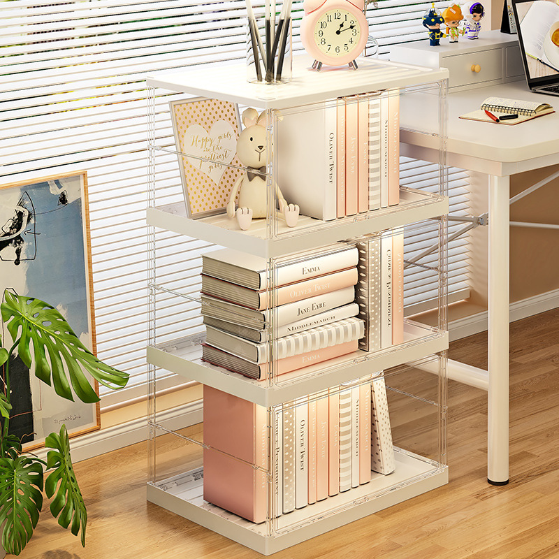 Integrated folding transparent shoe box household toy storage…