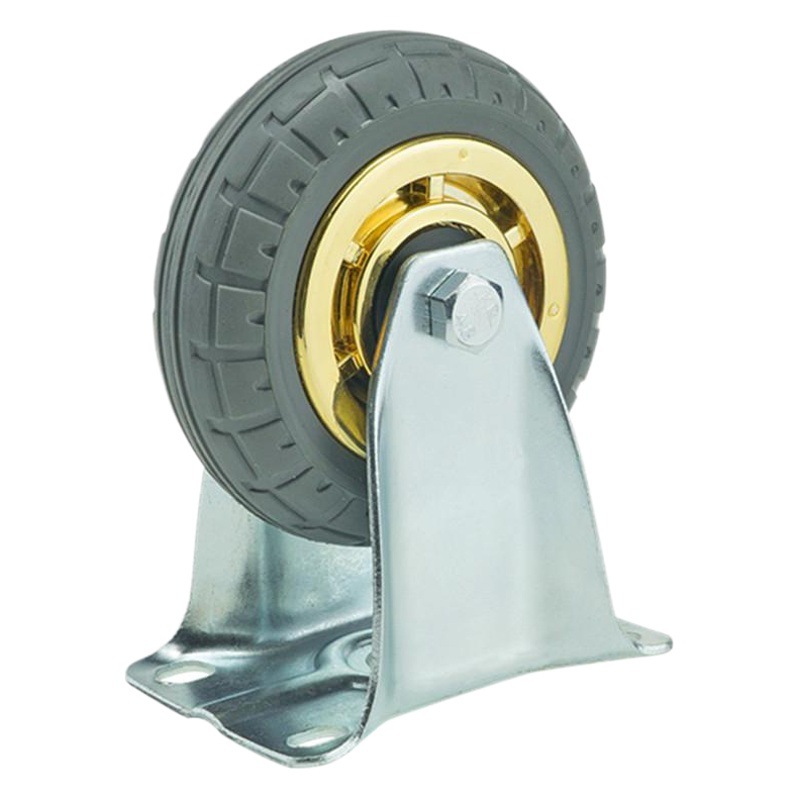 Rueda de goma de baliza chapada en oro de tamaño mediano 3 pulgadas 4 pulgadas 5 pulgadas rodamiento doble estante de absorción de impactos ultra silencioso con ruedas de freno