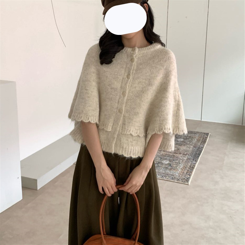 Autumn and winter shawl cape sweater vest for women, high-end, warm, slimming, versatile knitwear outerwear, stylish top