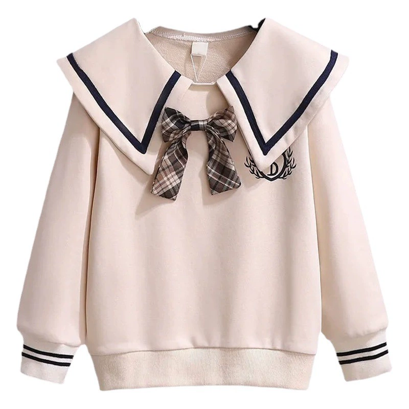 Свитер для девочек, весна и осень, новый детский тонкий кукольный воротник в западном стиле, Осенний Повседневный Топ для маленьких девочек, средних и больших детей