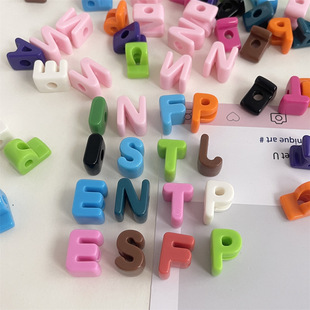 Chen Ming Acrylic Single English Letter Large Hole Beads Macaron Handmade Beads Straight Hole Loose Beads Mobile Phone Chain Accessories